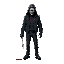 serial killer, with knife, blood, mask and walking