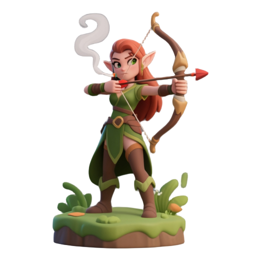archer, elf, female, smoking power, nature, from big archer