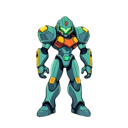 an exoskeleton with light solarized colors, using samus's resources from the game super metroid, 