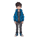 teenager with blue jacket