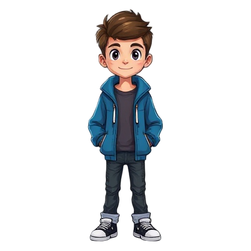 teenager with blue jacket