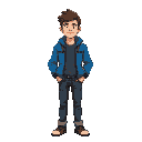 man with blue jacket