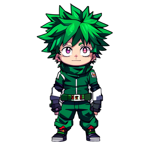 hero deku main character of my hero academia pixel