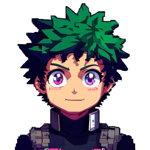 hero deku main character of my hero academia pixel