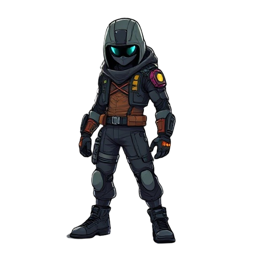 sprit sheet from a distance -fighting cyberpunk character