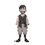 17th century american peasant, man, 32-bit art style with monochrome colour scheme, no background details