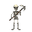front facing skeleton holding a halberd