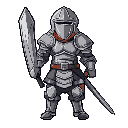 guerreiro de armadura, escudo e espada e capacete em pose de combate