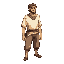a male villager in neutral linen clothing