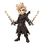a male blonde rogue-type carrying two swords at his sides