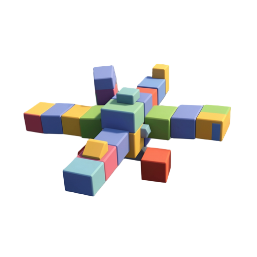 faça uma avião 3d estilo loepoli com cubos e formas quadradas .