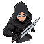 man wearing black hood and use dagger as weapon