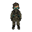 a survivor in a post apocalypse wearing a gasmask