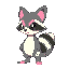 pokemon, raccoon, steel and fairy type, grey and dark pink