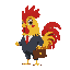 cute golden male rooster wearing a business suit holding a briefcase his tail has a tint of red chibi big wide body