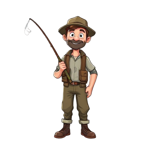fisherman carrying a fishing rod