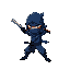 ninja de azul y negro con una espada 