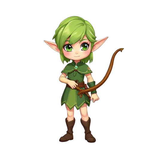 green blond elf with bow