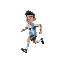 un jugador de futbol de argentina corriendo