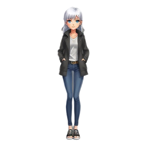  beautiful tall girl, long legs, white hair, coat, skinny pants jeans, shoes flipflops walking.
