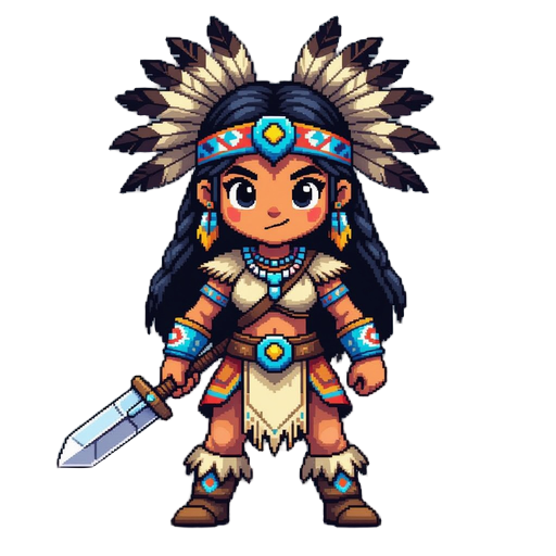 crea una guerrera indígena pixel 