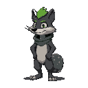 sprite pixel art garoto com roupa de plebeu cabelo verde e ataduras nas mãos