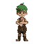  boy in peasant clothes with green hair and bandages on his hands