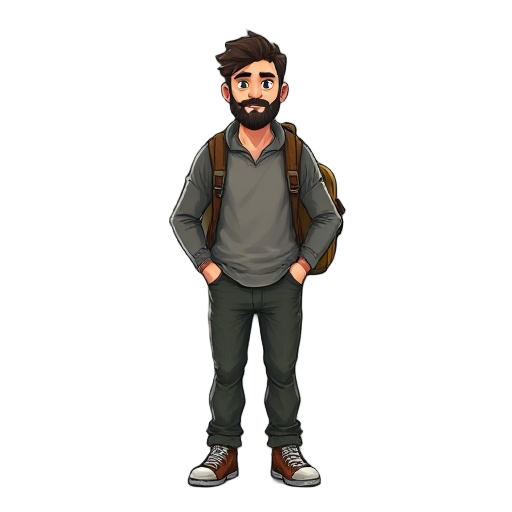 homeless man with a backpack