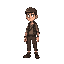 a survivor for a post-apocalyptic 2d sidescroller game. sideview. 