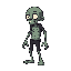 a zombie for a 2d sidescroller game. no top-down game, but sidescroller game. no outline. no big eyes, sideview