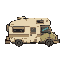 nice camping car in sideview for a post-apo sidescroller game