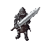 2d top-down warrior with a giant sword, clothing heavy armours