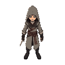 2d top-down assassin with a pair of daggers, clothing light clothing