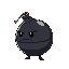 serious locking bomb with ambitions and a little cuties i want it to be round don't have hands or legs and in 32 × 16 pixel no legs or arms just body and draw its side and make it in dark theme 