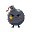 serious locking bomb with ambitions and a little cuties i want it to be round don't have hands or legs and in 32 × 16 pixel no legs or arms just body and draw it sideways 