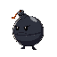 serious locking bomb with ambitions and a little cuties i want it to be round don't have hands or legs and in 32 × 16 pixel no legs or arms just body and draw its side and make it in dark theme 
