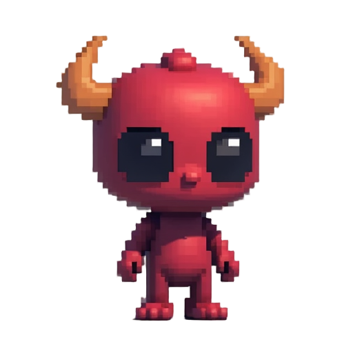 2d pixel character in a idle pose, use dark red and black colors only, profile pose.