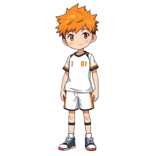 hinata shoyo é um jovem de cabelos laranja ,determinado e energético do anime haikyuu!!. apaixonado por vôlei, supera sua baixa estatura com agilidade e espírito de equipe, ele é capaz de cortar, fazer a passada de ataque, receber e muito mais, buscando s