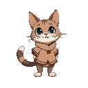 a bipede cat wearing a tunic