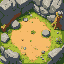 tilemap of grass ground, dirt, stone, wood platforms and background props