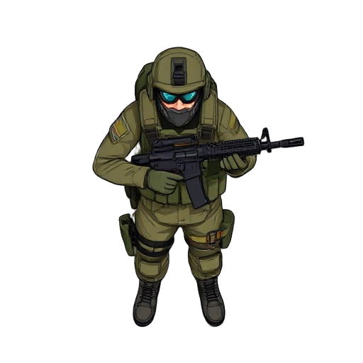 top view , soilder , special forces , m4 gun