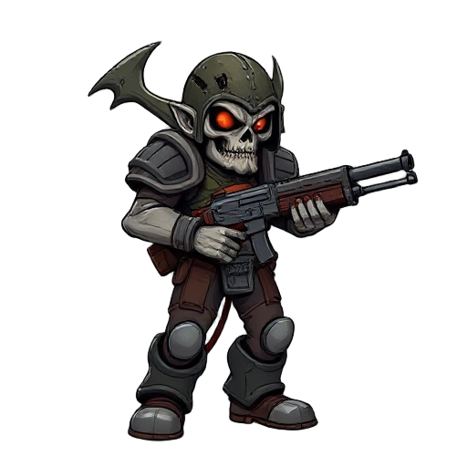 a human demonic undead marine with a shotgun and broken helmet in the style of doom (1993)