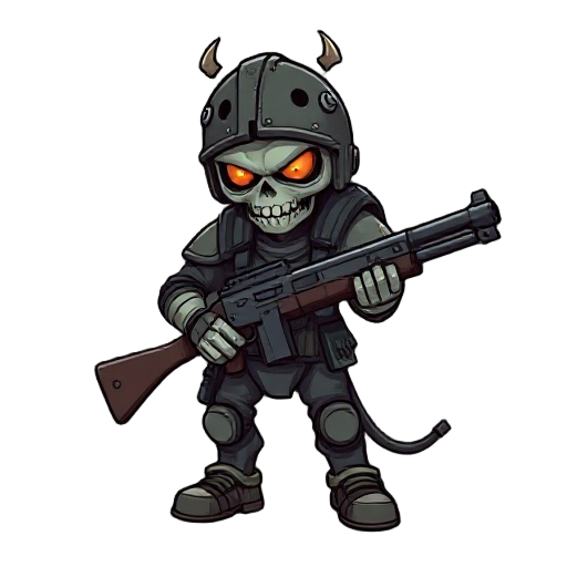 a demonic undead marine with a shotgun and broken helmet