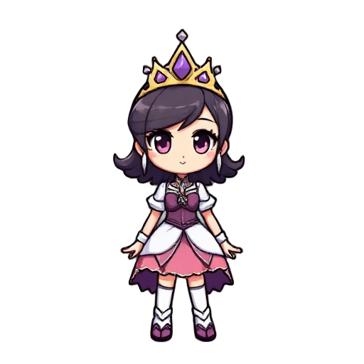 anime styled 2d pixel princess with a egostical face
