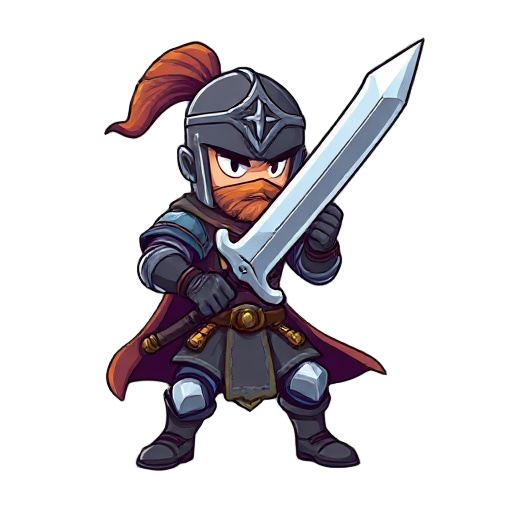 crie uma imagem de um guerreiro segurando sua espada pixel arte