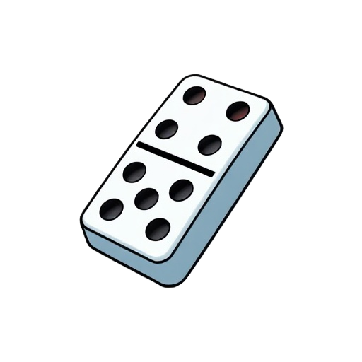 an domino saw from top with a 3d effect with the pips 5-5
