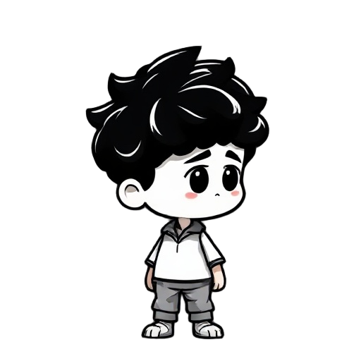 little boy, dark, black and white, sad, curly hair, facing right