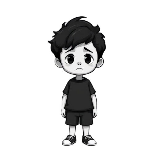little boy, dark, black and white, sad, curly hair