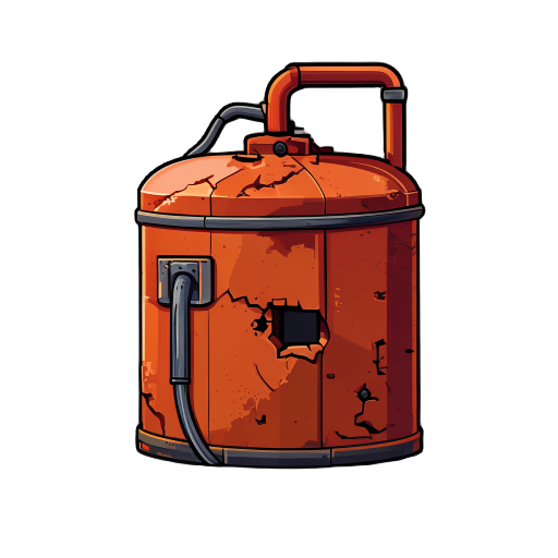 rusty gasoline tank with a hole that got patched