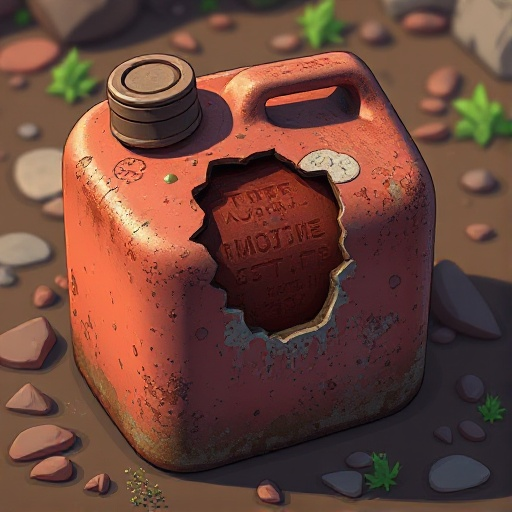 rusty gasoline tank with a hole that got patched